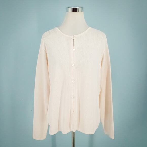 Eileen Fisher Size Large L Light Pink System Crew Button Long Sleeve Cardigan - Picture 1 of 5